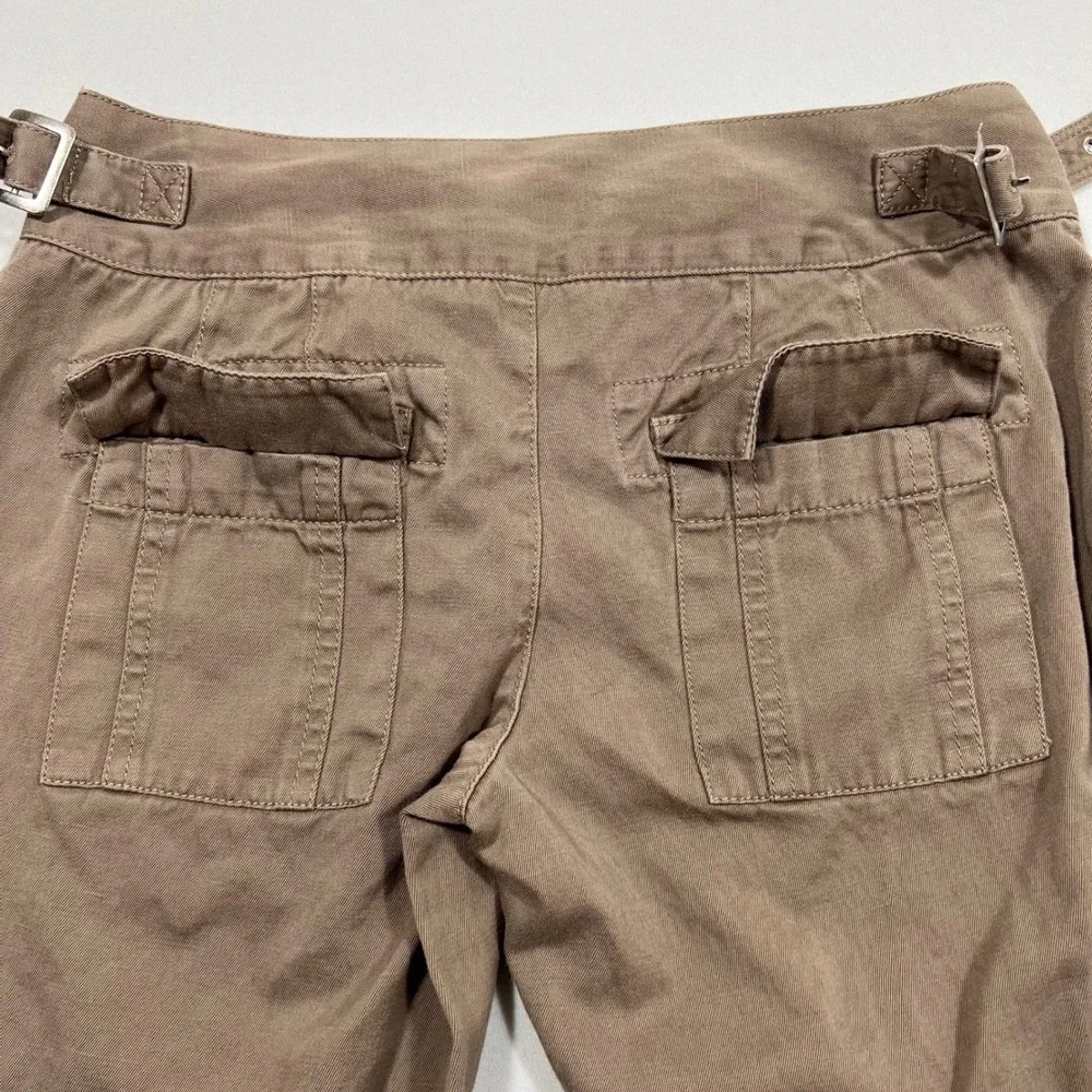 Banana Republic Heritage Utility Pants Italian Linen Blend Buckle Taupe Womens 2